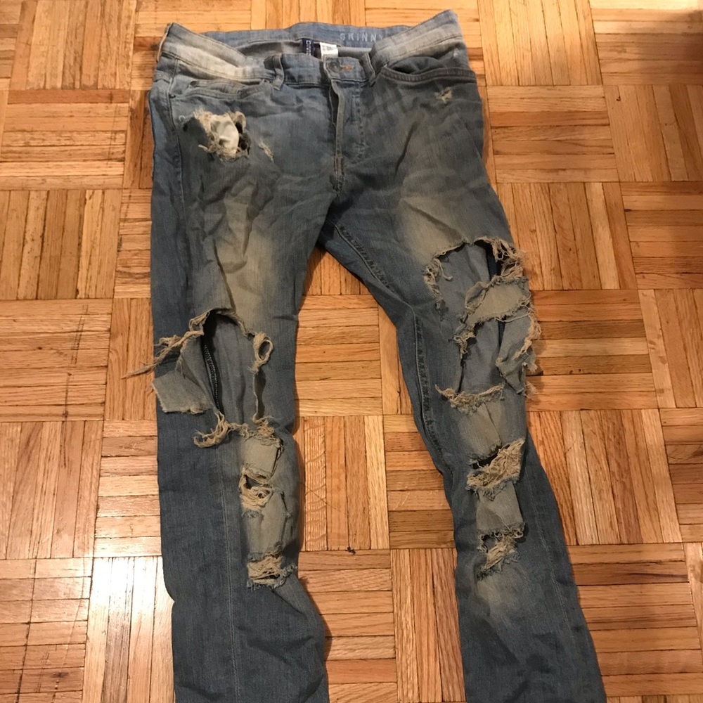 Distressed Ripped Blue Jeans